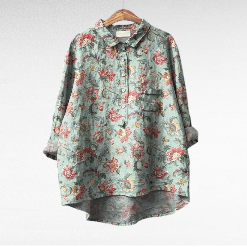 Isabeau | Blouse Élégante d'Été Multi-Imprimés