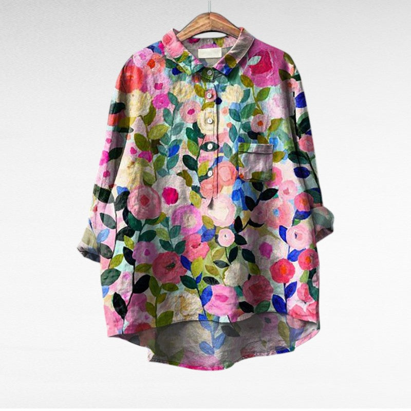 Isabeau | Blouse Élégante d'Été Multi-Imprimés