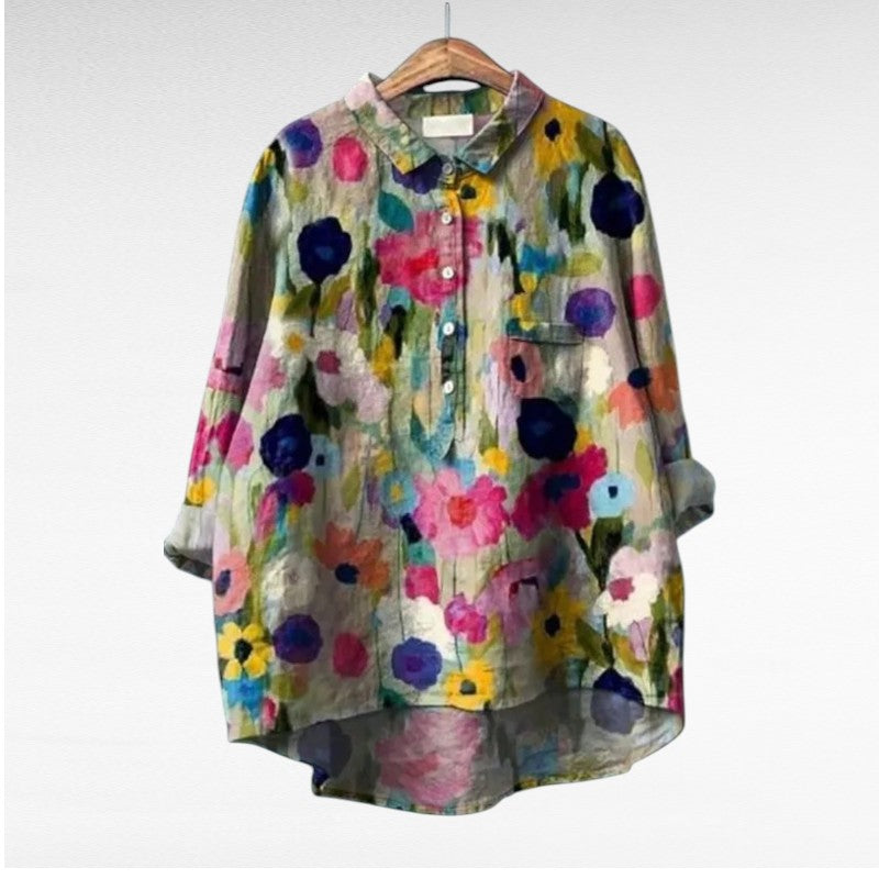 Isabeau | Blouse Élégante d'Été Multi-Imprimés