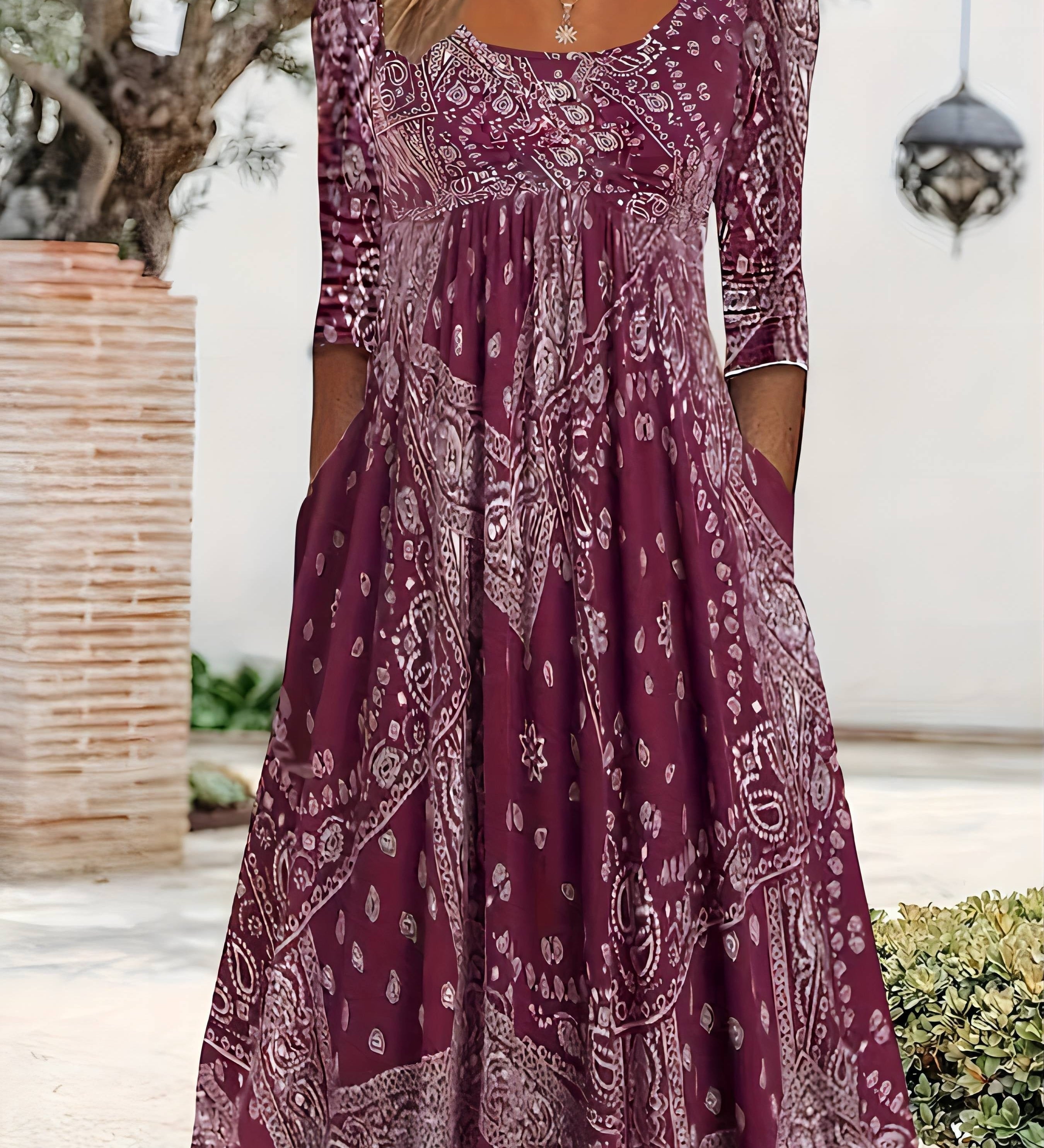 ELOWEN | ROBE MIDI MANCHES LONGUES DÉCONTRACTÉE