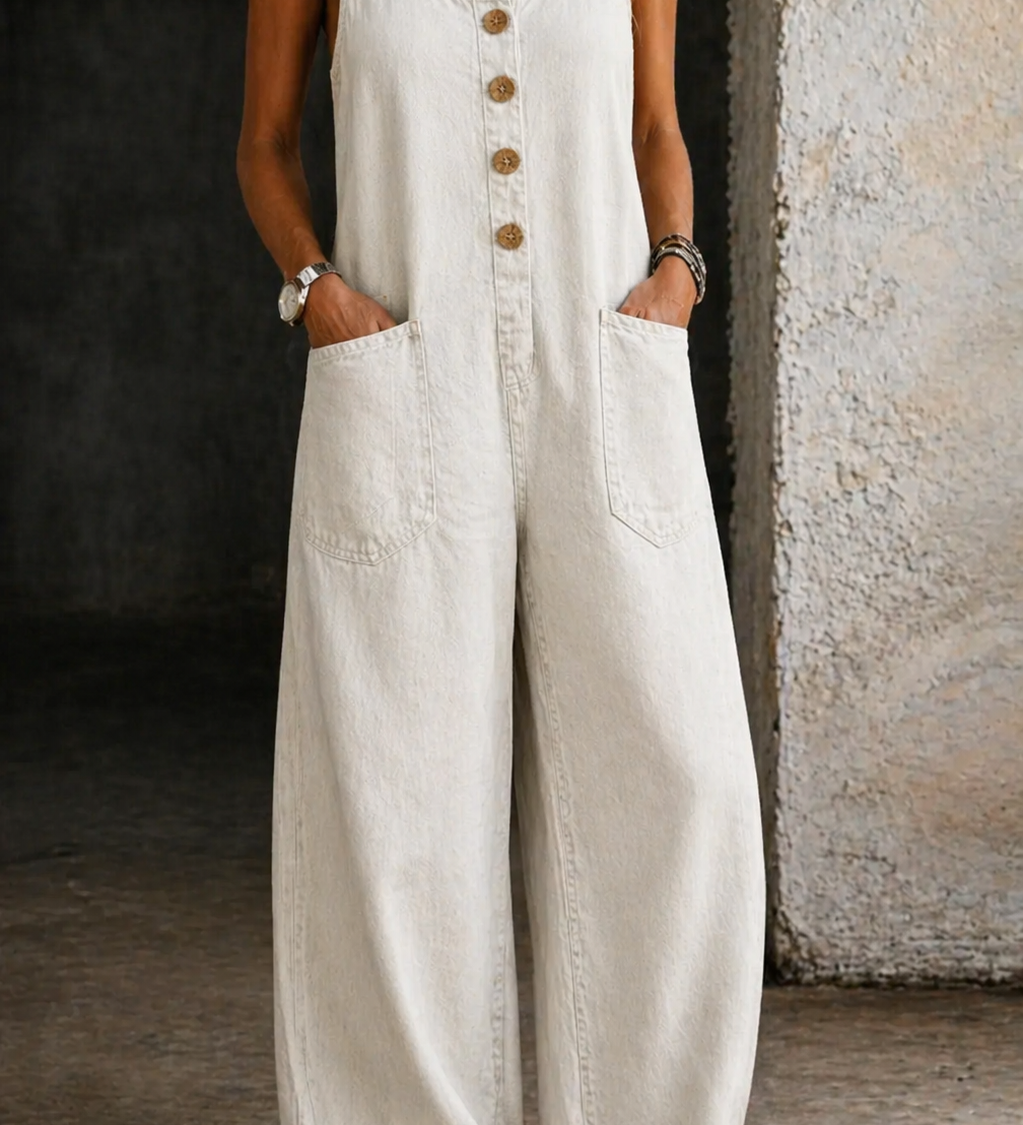 Vivienne - Salopette en Denim Coton Vintage Lavé