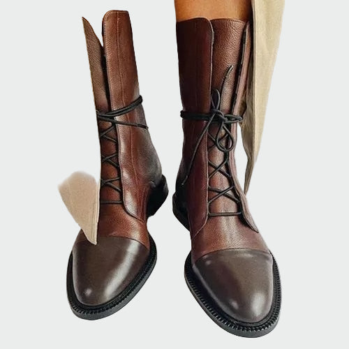Bottes Élégantes en Cuir Bicolore