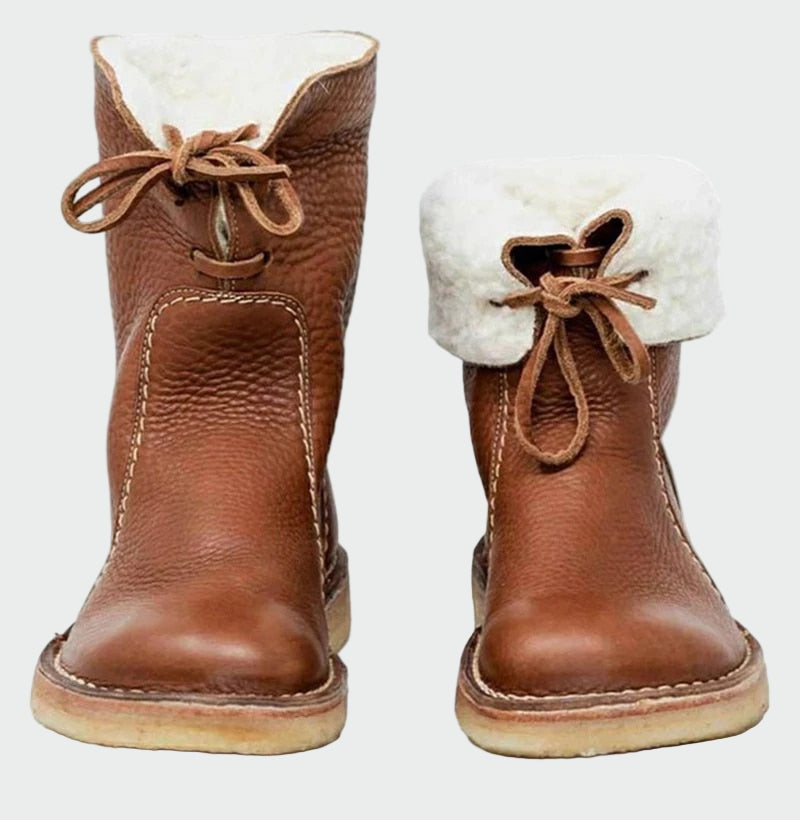 Bottes en Cuir Imperméable Doublure Laine