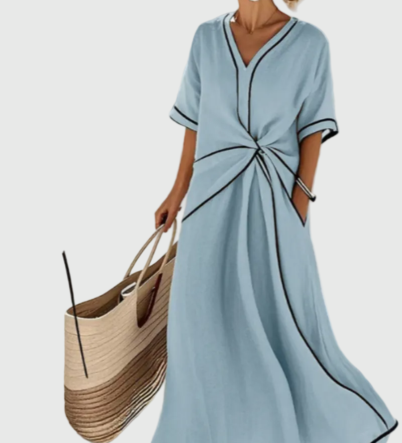 Helena | Robe Maxi Drapée Estivale