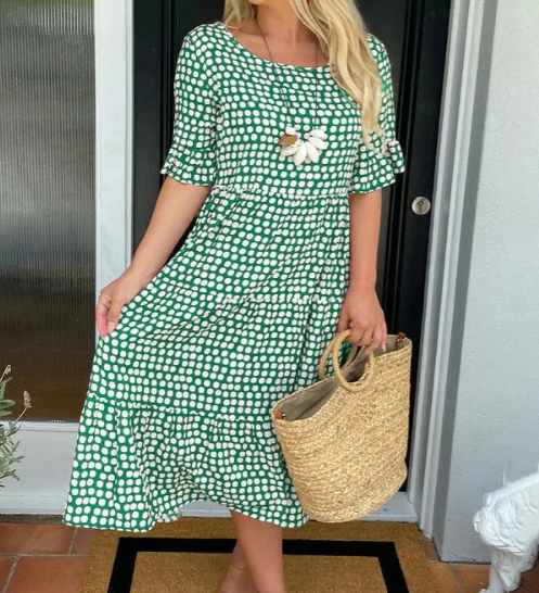ZORA | ROBE MIDI MANCHES COURTES SABLE