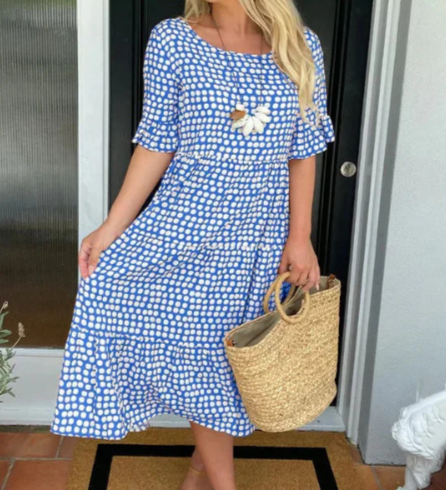 ZORA | ROBE MIDI MANCHES COURTES SABLE
