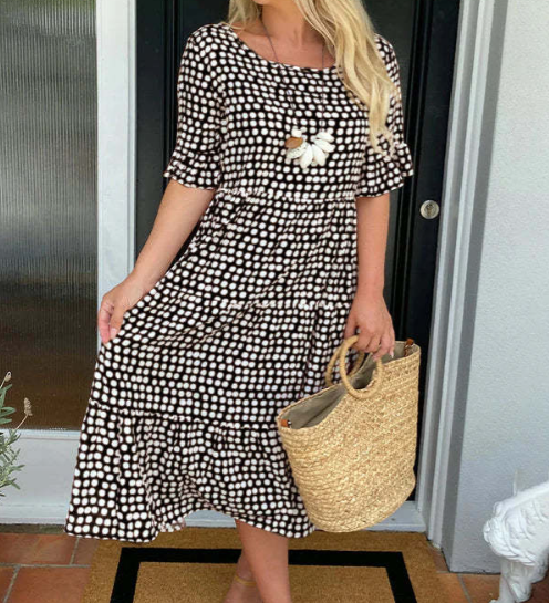 ZORA | ROBE MIDI MANCHES COURTES SABLE