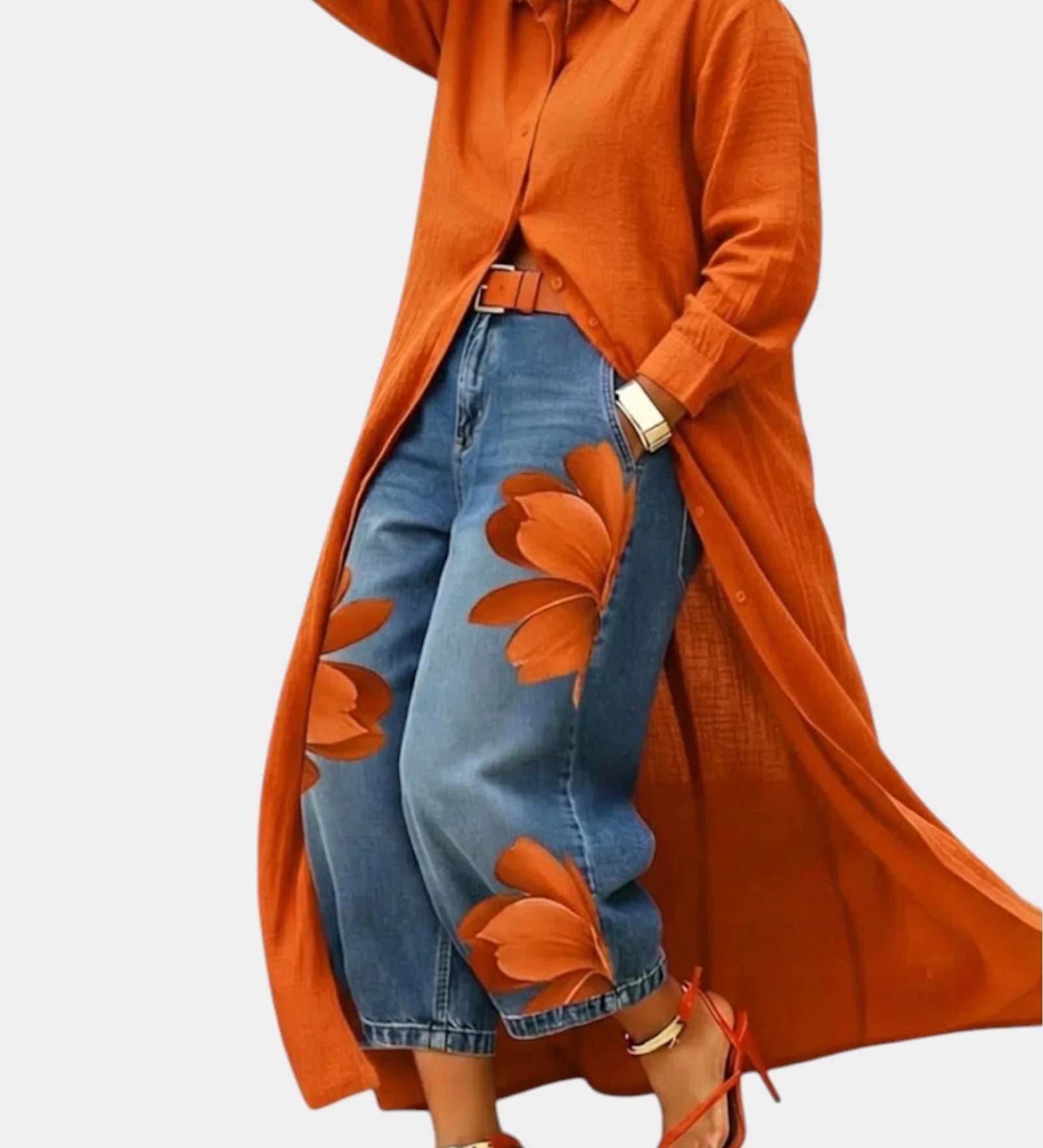 Céliane | Ensemble robe et pantalon en jean large